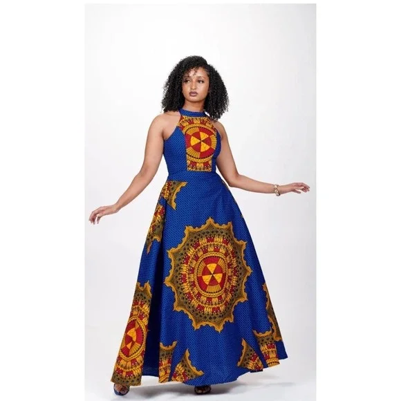 slim fit dress slacks Lami African Print Dress Kids (Blue) – Ray Darten